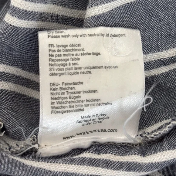 HARSHMAN Violetta Tie Sleeve Button Front Shirt Medium Gray - Picture 8 of 8